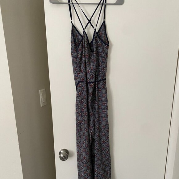 Sans Souci Geometric Pattern Strappy Romper with Waist Tie / Size S - Picture 2 of 7